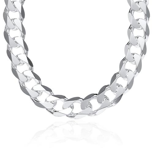 Sterling silver chain: Curb chain silver 15mm