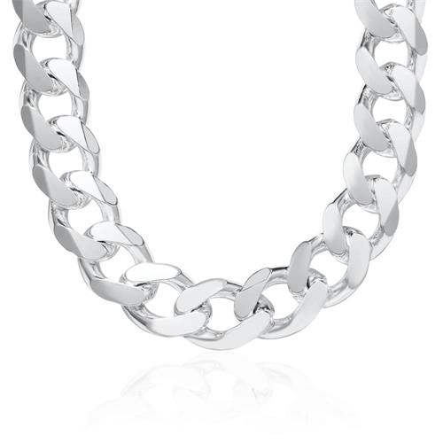 Sterling silver chain: Curb chain silver 17mm