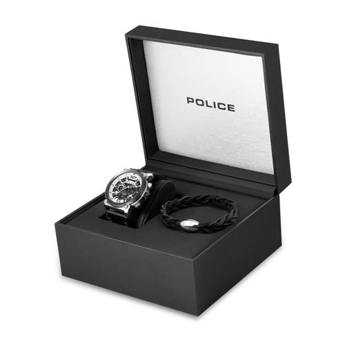 Multifunction PEWJF2226641 Watch Stainless Police Steel, Taman For Leather Men In