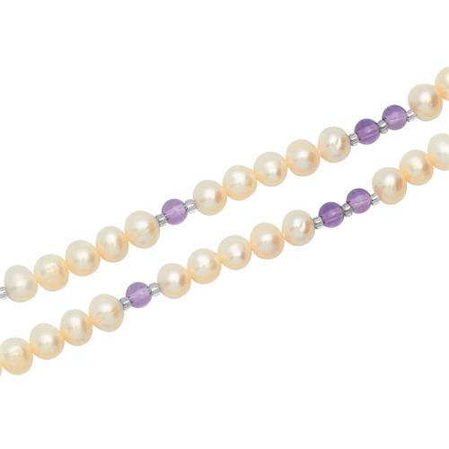 Pearl necklaces in purple-white shades