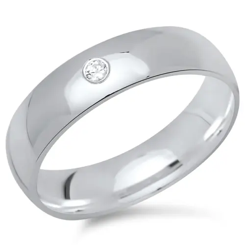 Contemporary ring sterling silver with zirconia 5mm