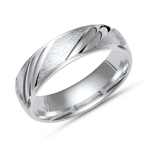 Contemporary silver ring, ice-scratched sterling silver