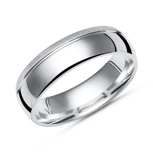 Moderne ring 925 zilver gedeeltelijk gepolijst 6mm breed