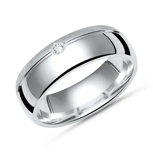 Contemporary ring sterling silver partly polished 6mm