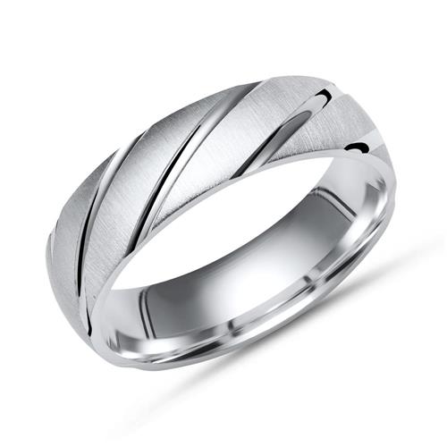 Exclusive ring sterling silver with glossy grooves 6mm
