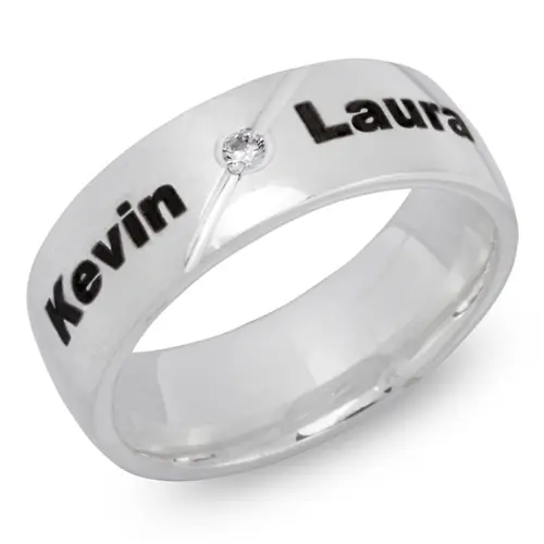 Sterling silverring zirconia incl. laser engraving