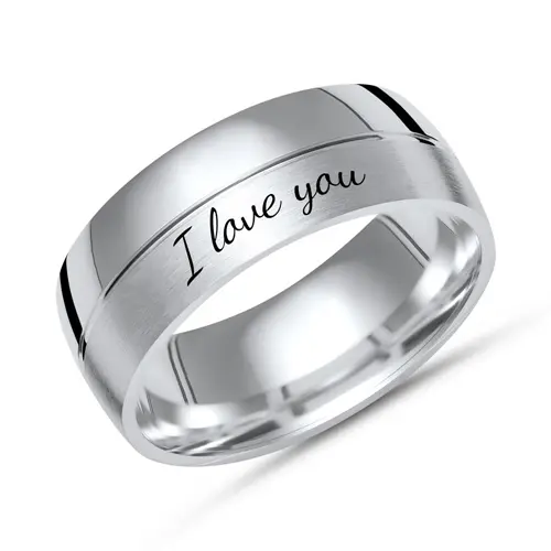 Partially polished sterling silver ring incl. laser engraving