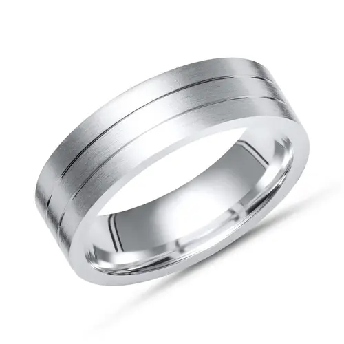 Silver ring sterling silver matt gloss grooves 6,5mm