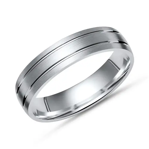 Silver ring sterling silver gloss grooves 5mm