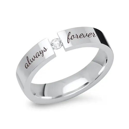 Sterling silverring zirconia incl. laser engraving