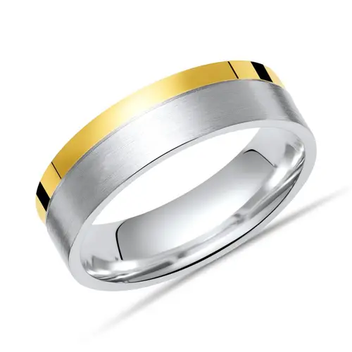 Sterling silver ring with polished golden edge