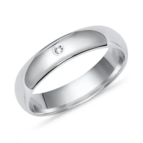 High gloss polished sterling silver ring 4mm zirconia