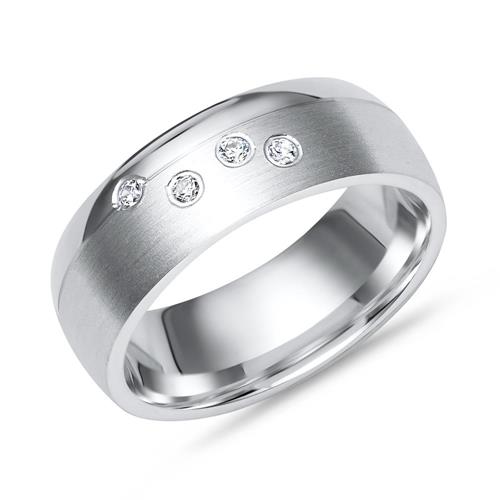 Sterling silver ring with 4 zirconia partially frosted
