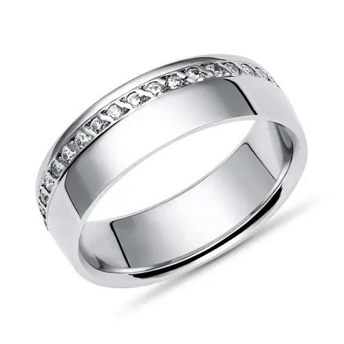 Polished vivo ladies ring sterling silver zirconia