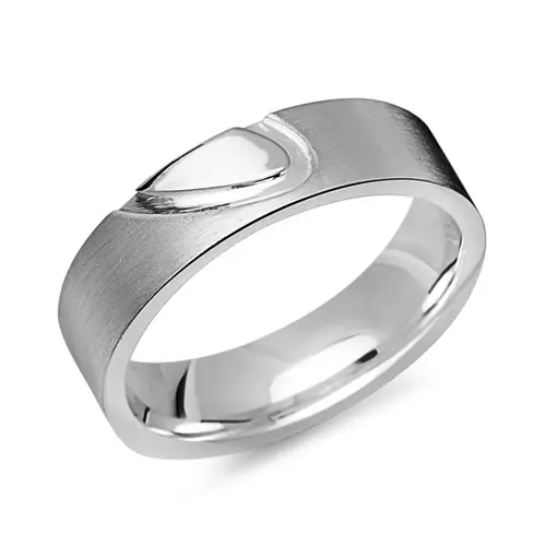 Sterling silver ring polished with half heart
