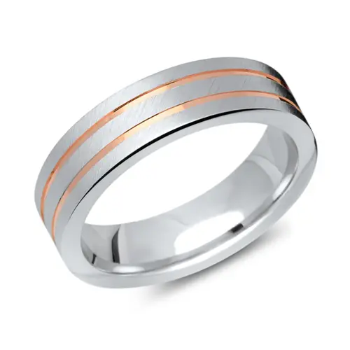 Partially gold-plated sterling silver men's ring