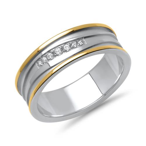 Vivo-ladies ring silver partially gold-plated zirconia