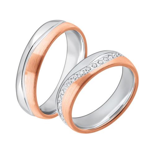 Engravable wedding rings bicolor sterling silver pink