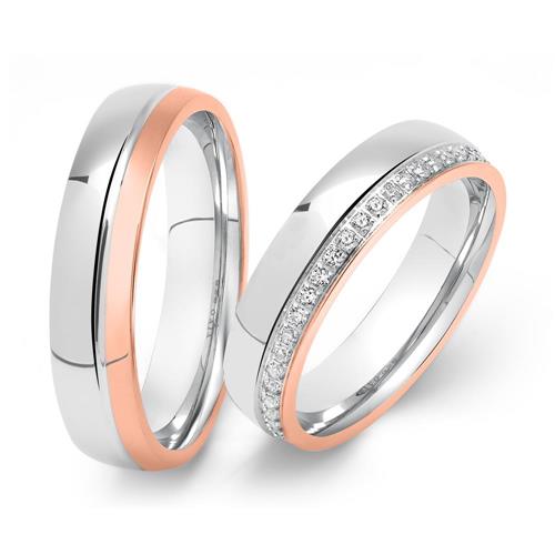 Sterling silver wedding rings in bicolor