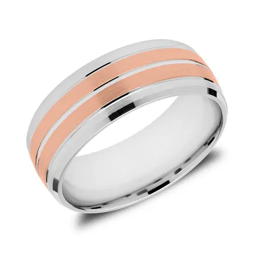 Ring for men made of 925 silver rose gold plated