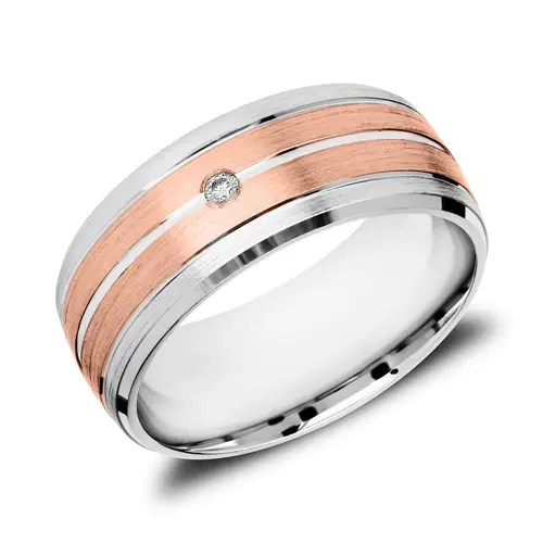 Ladies ring in sterling silver partly rose gold plated zirconia