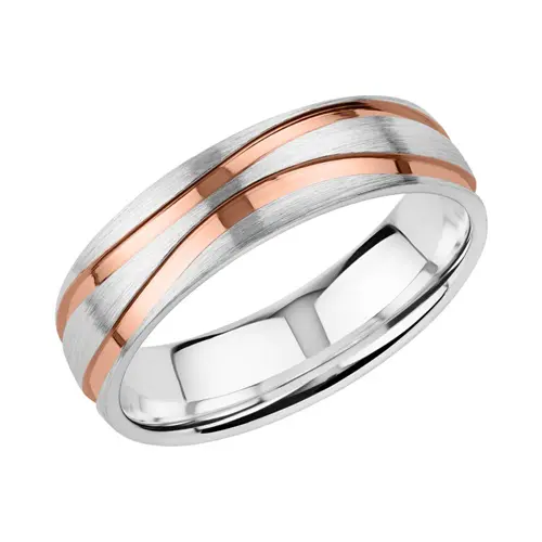 Engravable 925 silver ring for men, rose gold-plated