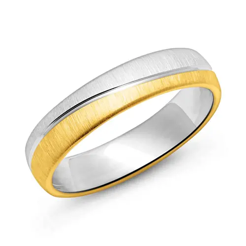 Sterling silver ring for men, partly gold-plated