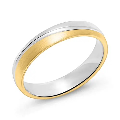 Men's ring made of 925 silver, partly gold-plated and matted