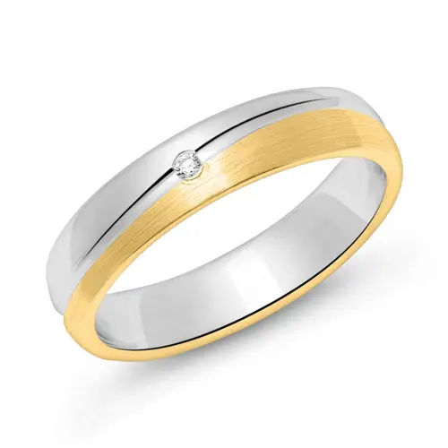 Ladies ring in sterling silver, partly gold-plated, matte
