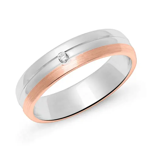 Ring for ladies in sterling silver, rosé with zirconia