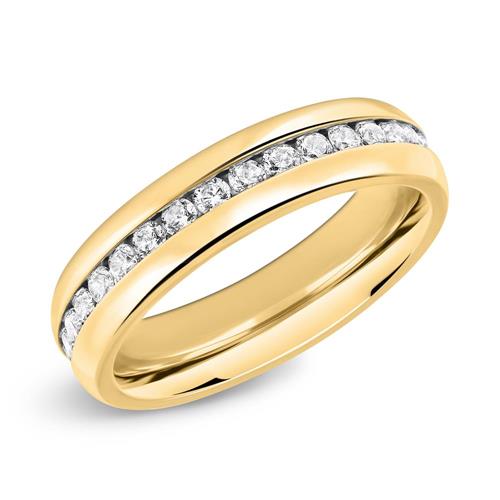 Stainless steel ring 4,5mm gold plated with zirconia