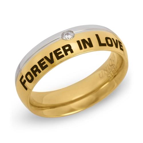 Ring stainless steel gold plated incl. laser engraving