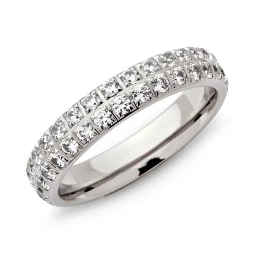 Stainless steel ring complete with zirconia