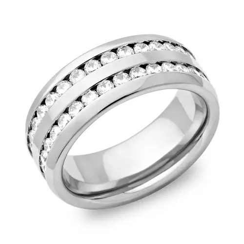 Exclusive stainless steel ring with zirconia all around