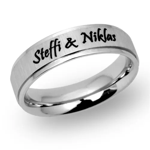 Matted stainless steel ring incl. laser engraving