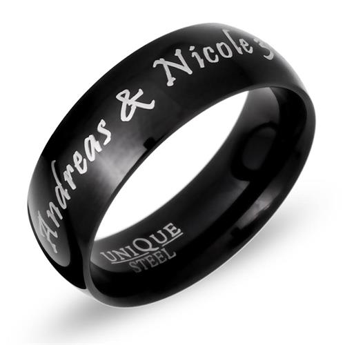 Ring stainless steel black incl. laser engraving