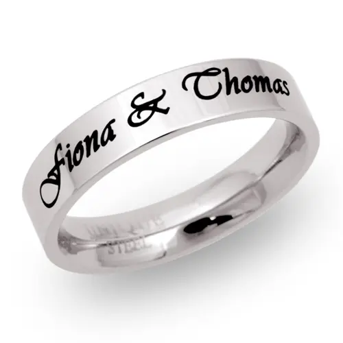 Shiny stainless steel ring incl. laser engraving