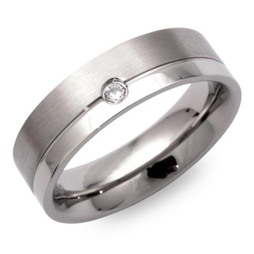 Contemporary stainless steel ring matt zirconia 6mm