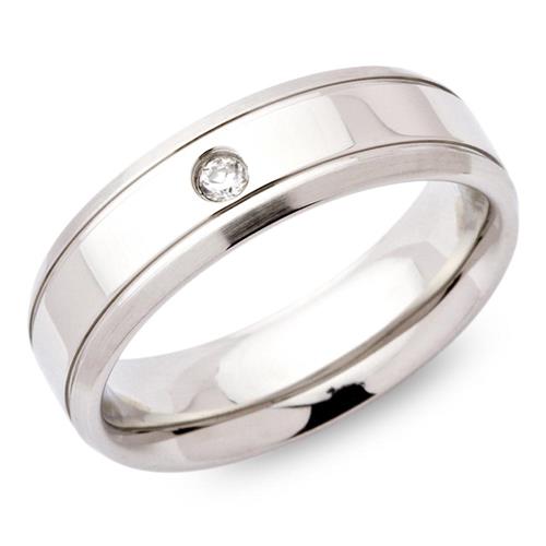 Moderne roestvrij stalen ring Zirkonia 6mm