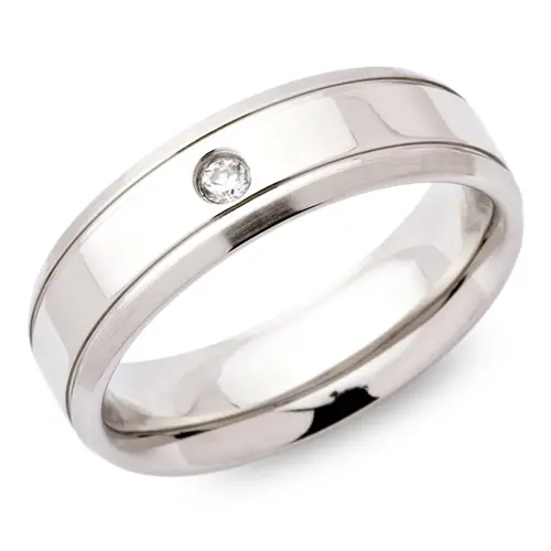 Modern stainless steel ring zirconia 6mm