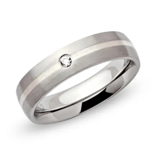Exclusive stainless steel ring silver zirconia 5mm
