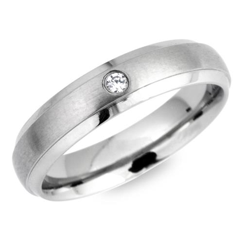 Ring Edelstahl schlicht rund 5mm Zirkonia