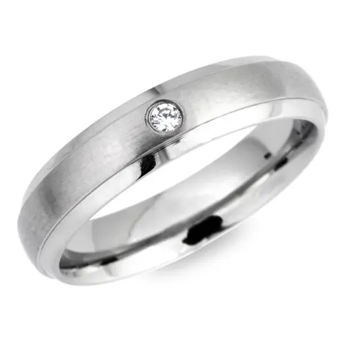 Ring stainless steel plain round 5mm zirconia