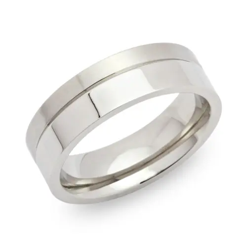 Stainless steel ring partially polished 7mm wide