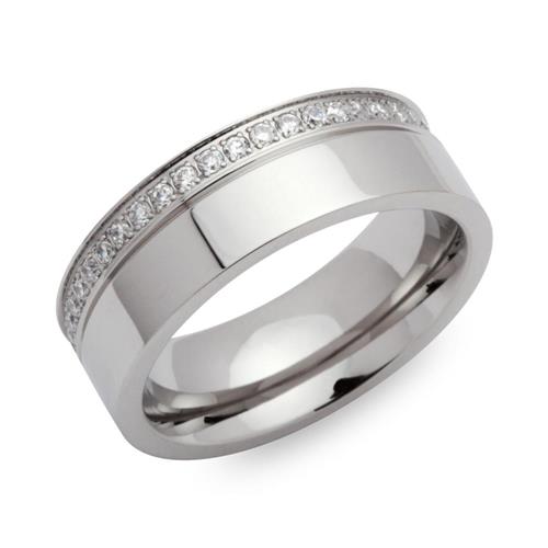 Stainless steel ring zirconia partly polished 7mm wide