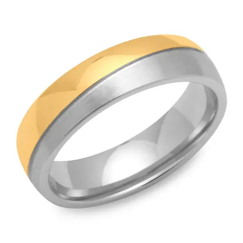 Stainless steel ring partly polished gold plated 6mm wide