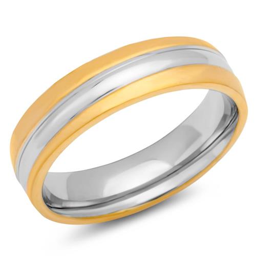 Stainless steel ring partially gold-plated 6mm