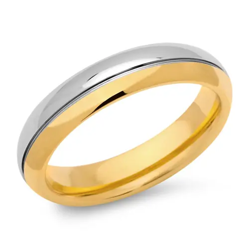 Stainless steel ring partially gold-plated 5mm