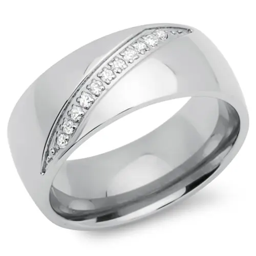 Ring Edelstahl 8mm Zirkonia