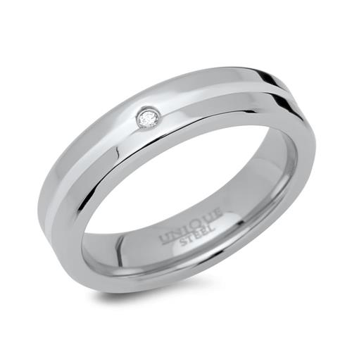 Ring stainless steel with silver inlay 5mm wide